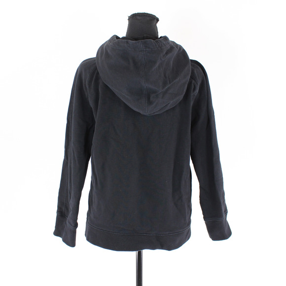 Helmut Lang Black White Logo Embroidered Hoodie Medium Cotton Hooded Sweatshirt - Picture 5 of 7